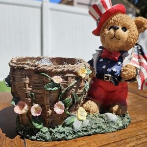 Bear Patriotic Uncle Sam Bear with Flag Red White Blue Stars Strips American